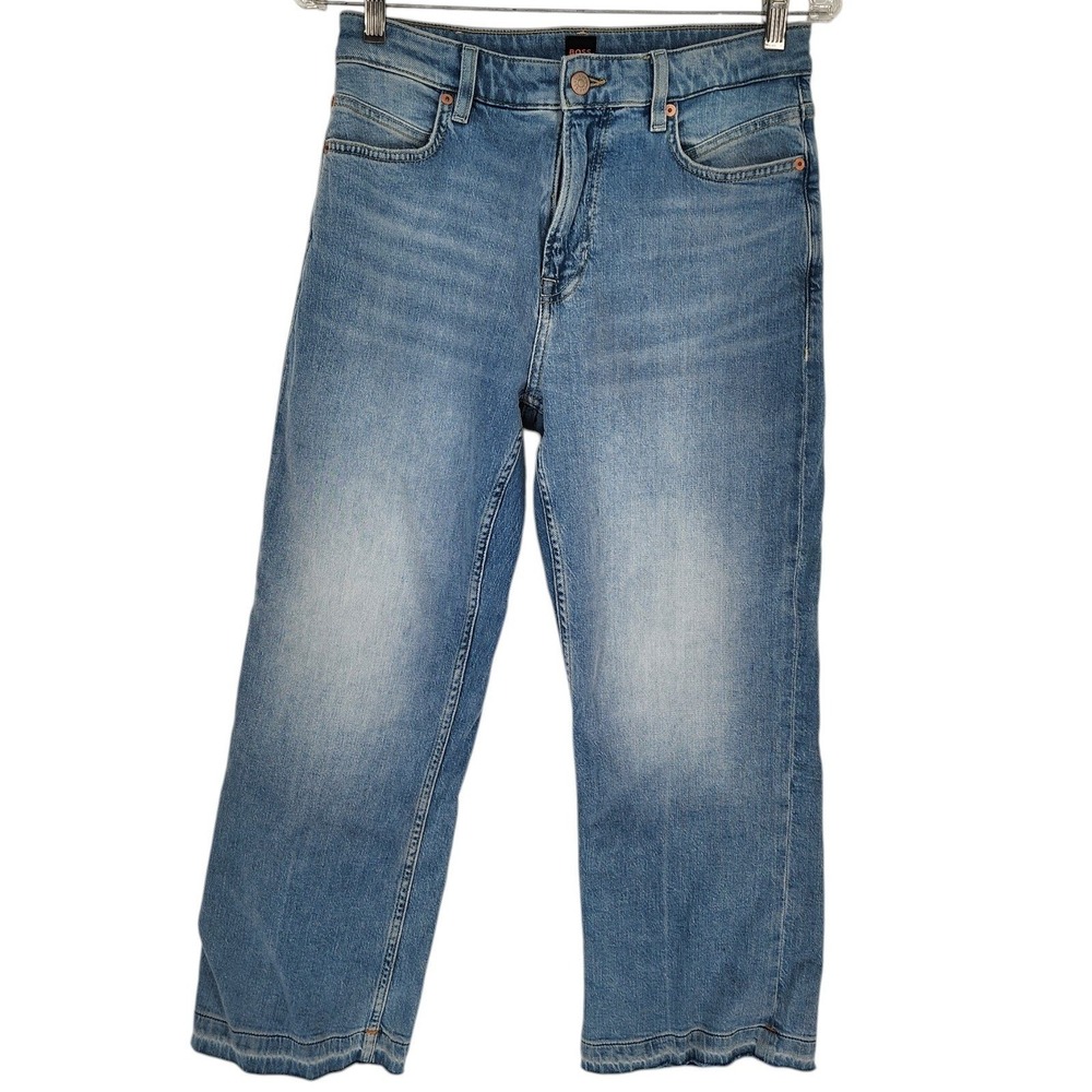BOSS C_Soft Kick Flare High Rise Cropped Jeans NWT 27 Open Blue Denim